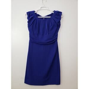 (M5) Diane Von Furstenberg Jamila Women Dress Size 12 Stretch Pleat Bodice Blue